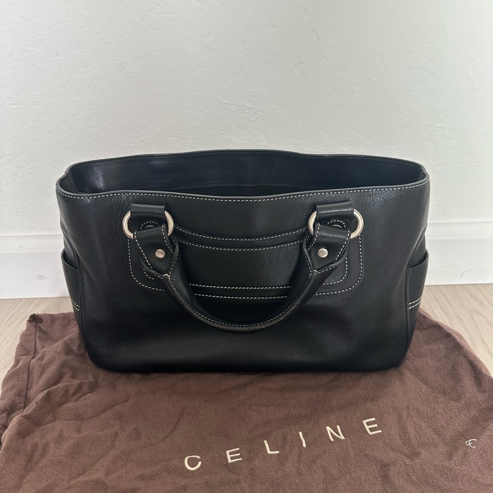 Celine Leather Boogie Bag in Black